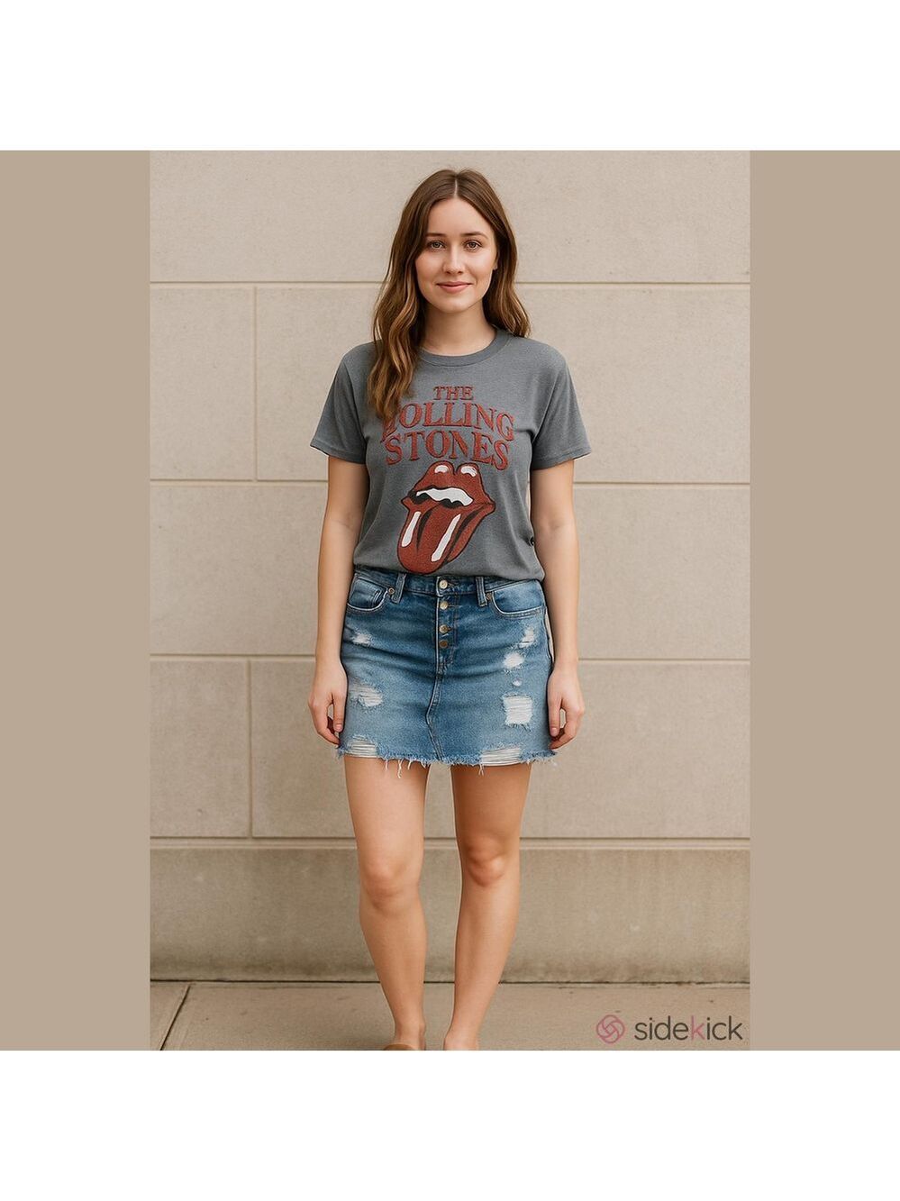 Retro Y2K Silver Jeans Light Blue Distressed Button-Front Mini Skirt